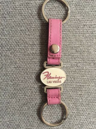Flamingo Hotel Casino Las Vegas Metal/leather Pink Souvenir Key Chain Vintage