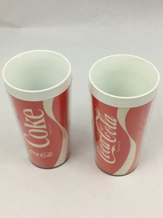 Vintage Thermo Serve Coca Cola Insulated Plastic Cup Glasses Thermoserv Westbend