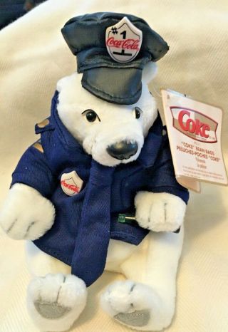 Coca - Cola Coke Policeman Bean Bag Plush Polar Bear