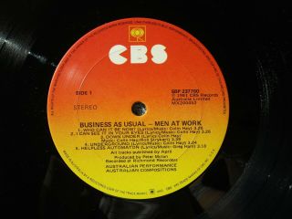 Men At Work ‎Business As Usual Vinyl LP Australia 1981 Record 4