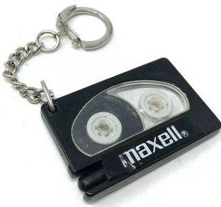 Maxell Cassette Tape Vintage Key Chain With Pen Promo Advertising Backpack Purse