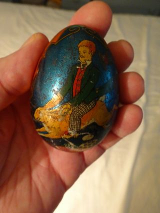 Estate Find - OLD ANTIQUE TIN LITHO EASTER EGG CANDY CONTAINER 