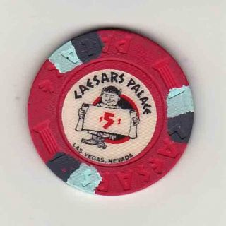 Vintage $5 Chip From Caesars Palace Casino (1980s) Las Vegas