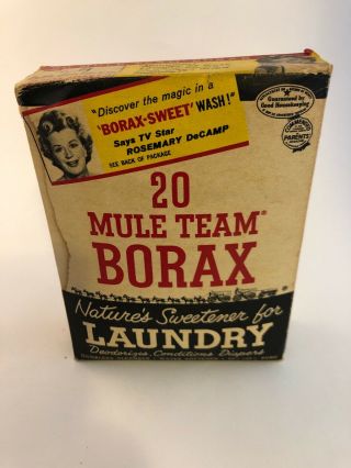 Vintage Borax 20 Mule Team Powder Upopened 40 - 50s Rosemary Decamp