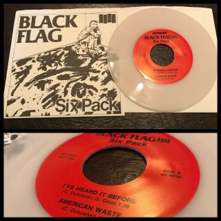 Black Flag Six Pack 7” White Marble Sst Hc Punk Raymond Pettibon Circle Jerks