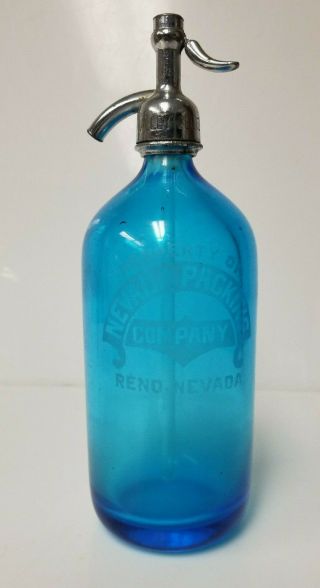 Vintage Blue Seltzer Bottle Reno Nevada Nevada Packing Company