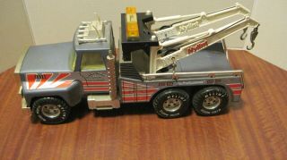 Vintage Nylint Pressed Steel Gray Double Boom Wrecker Truck From A Local Estate