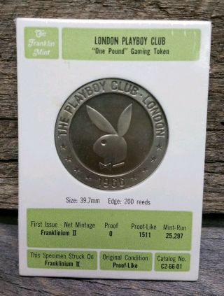 The Franklin 1966 London Playboy Club " One Pound " Gaming Token Cond.