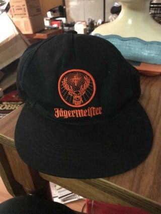 Jagermeister Black Snapback Hat Cap Orange Logo