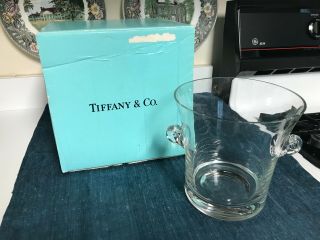 6 1/2 " Tiffany & Co.  Crystal Scroll Handled Ice Bucket