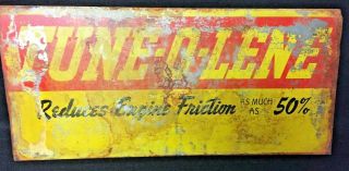 Vintage Oil And Gas Sign,  Tune - O - Lene,  Metal,  Tin,  Advertising,  Petroliana