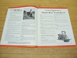 Vintage 1920 ' s Quick Way Truck Shovel Crane Brochure Construction Equipment 2