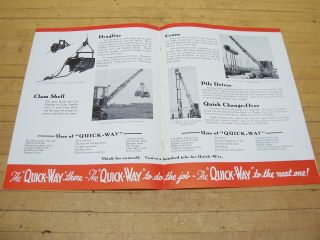 Vintage 1920 ' s Quick Way Truck Shovel Crane Brochure Construction Equipment 3