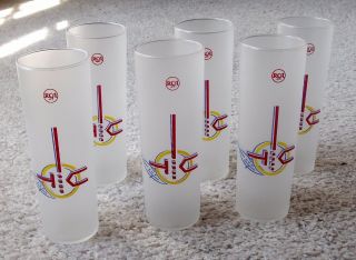 Rare Pre - Owned Rca Logo 7 " Tall Frosted Mid - Century Art Deco Design Glasses