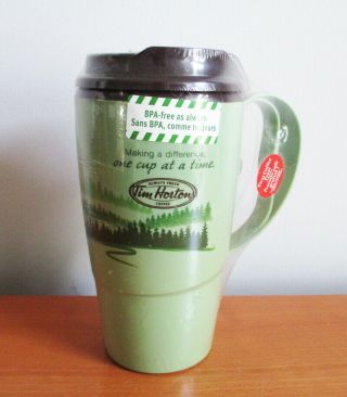 Tim Hortons Light Green Plastic Mug Thermo Serve 16oz Forest