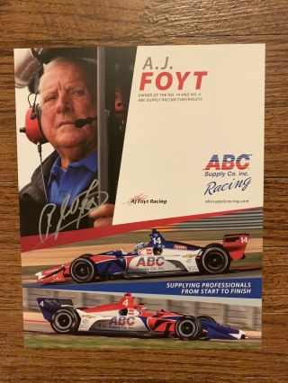 Aj Foyt Signed Indianapolis 500 Promo Card Indy Car 2019 Autographed