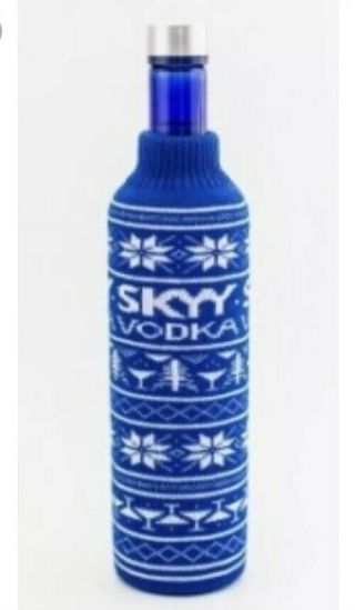 Skyy Vodka Bottle Ugly Sweater Cozy Christmas 2015 Limited Addition Bottle Cozy