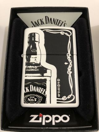 Brand Zippo Lighter - Jack Daniels - Black And White Bottle Design