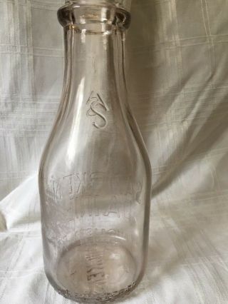Vintage Quart Milk Bottle Sancken ' s Dairy Augusta Georgia 1947 8
