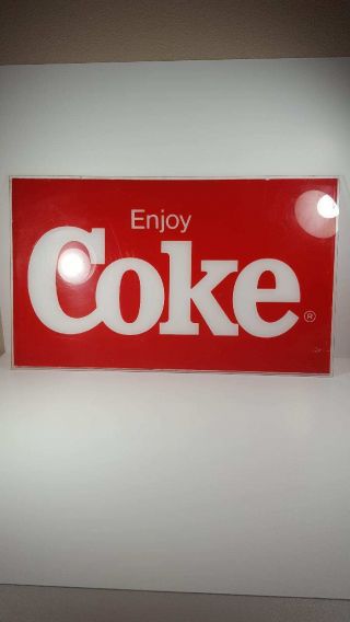 Vintage Enjoy Coke Hard Plastic Sign,  Coca Cola