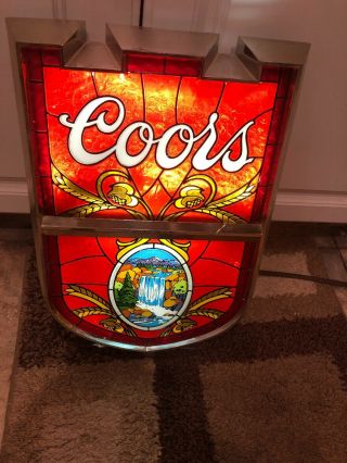 Vintage Coors Lighted Waterfall Beer Bar Sign Florescent Light Man Cave Bud Kcs