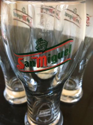 vintage San Miguel half pint crystal clear beer glass with logo 4