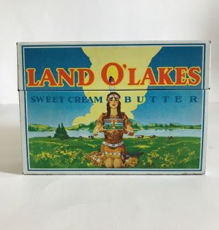 Vintage Land O Lakes Sweet Cream Butter Tin Metal Recipe Box Ohio Art Co Usa