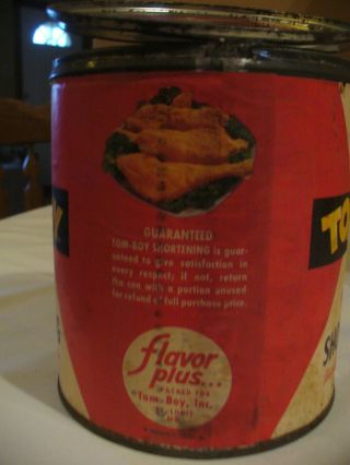 Tom Boy Pure Vegetable Shortening 3 lb.  can with lid. 2