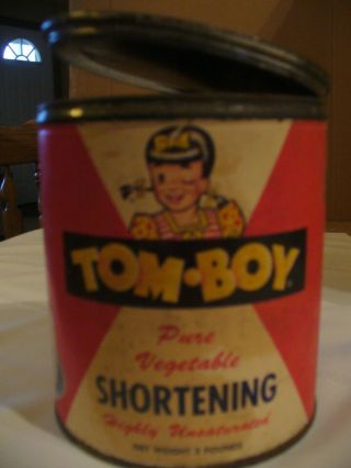 Tom Boy Pure Vegetable Shortening 3 lb.  can with lid. 3