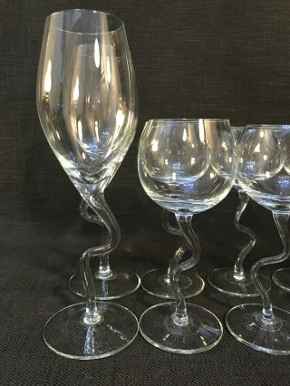 Set of 14 Twisted Bent Z Stem Wine Glasses 2