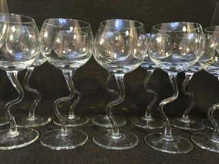 Set of 14 Twisted Bent Z Stem Wine Glasses 3