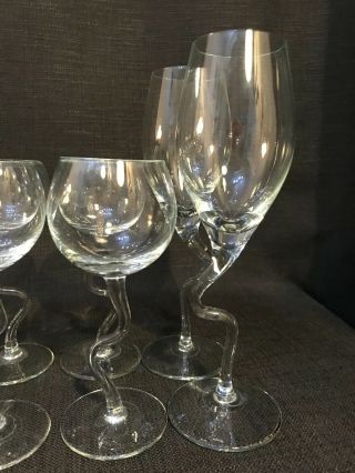Set of 14 Twisted Bent Z Stem Wine Glasses 4