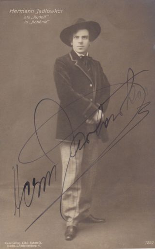 C1912 Herman Jadlowker - Russian/israeli Tenor In " La Boheme " - Signed Postcard
