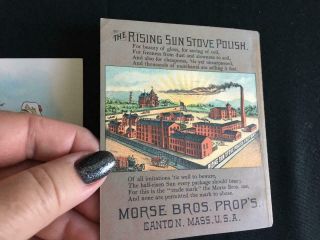 7 Victorian store trade cards stove polish booklet coffee house paint flour 4