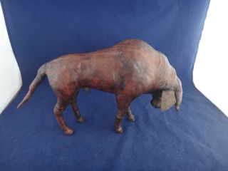 Vintage Leather Wrapped " Water Buffalo " Model Figure Sculpture Statue