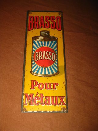 Antique Metal Polish Brasso French Advertising Litho Tin Shop Sign 1900s V Rare