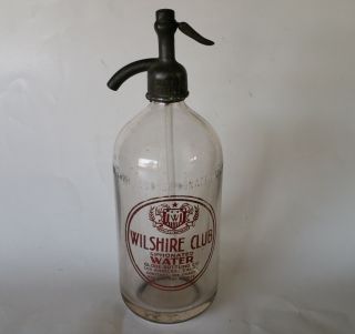 Antique Wilshire Club Soda Siphonated Water Bottle Maker Siphon Art Deco Shasta