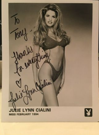 Signed Julie Lynn Cialini Playboy Miss February 1994 - 8 X 10