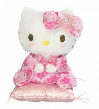 Sanrio Hello Kitty Sakura Kimono Series Pink Sitting Stuffed Toy S Size