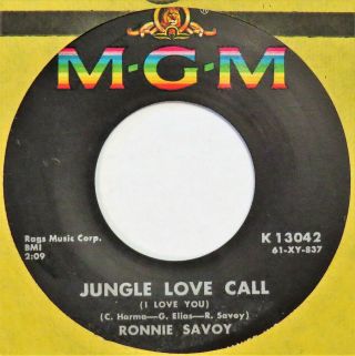 Ronnie Savoy Jungle Love Call Mgm 45 Mod Popcorn Exotica R&b Nm Hear