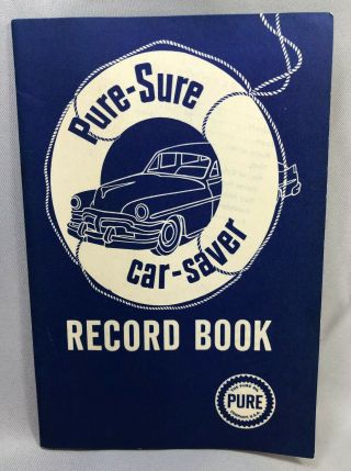 1952 Pure Oil Gas Service Station Auto Record Booklet Vintage Advertising