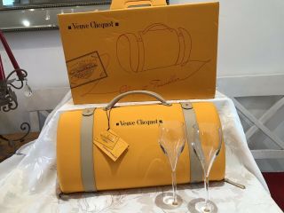 Veuve Cliquot Champagne Traveller Carrier Carry Case Two Flutes Glasses Boxed