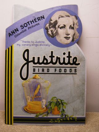 Antique Justrite Pet Bird Canary Cardboard Advertising Sign Not Tin