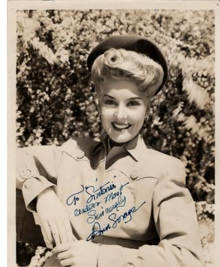 Actress Ann Savage,  Signed Vintage Outdoor Photo.