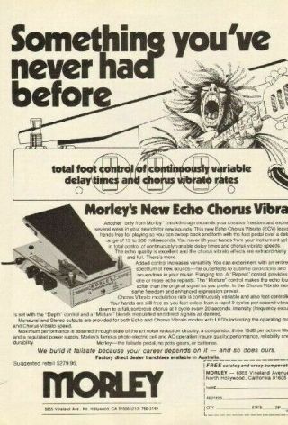 1982 Morley Echo Chorus Vibrato Ecv Guitar Effects Pedal - Vintage Ad