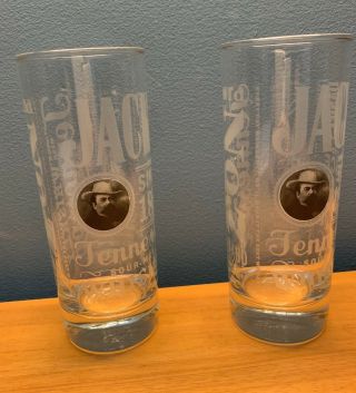 Set Of 2 Jack Daniels Sour Mash Whiskey Glass - - Old No.  7 - - Tennessee - - Hi Ball - - 6 "