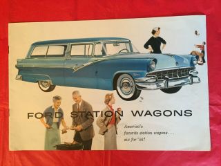 1956 Ford " Station Wagons " Car Dealer Sales Brochure
