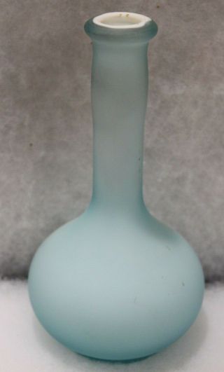 Antique Cased Aqua Blue Satin Glass Hair Tonic Barber Bottle 23