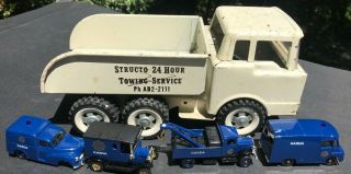 Vintage Structo 24 Hr.  Towing Wrecker Service 10 Wheel Old Dump Truck,  4 Bonus