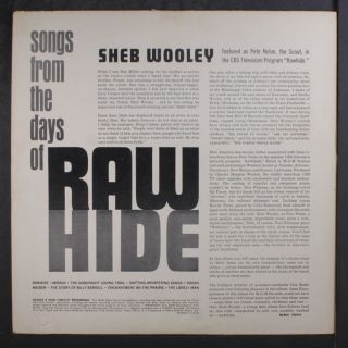 SHEB WOOLEY: Songs From The Days Of Rawhide LP (tiny tear in top seam) Country 2